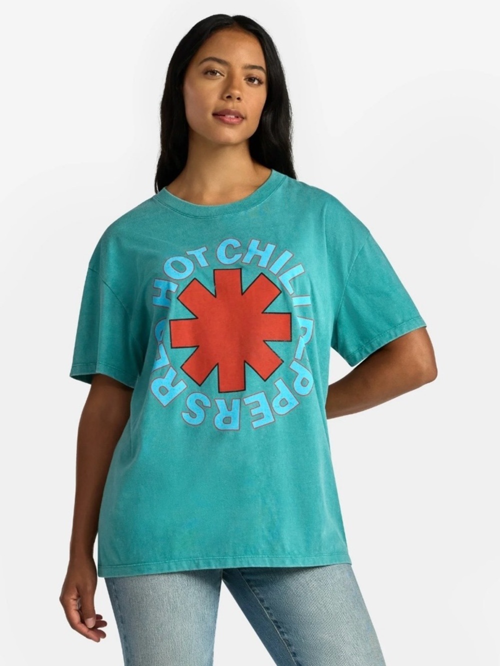 Unisex Official Red Hot Chili Peppers Teal Short Sleeve Graphic Tee
